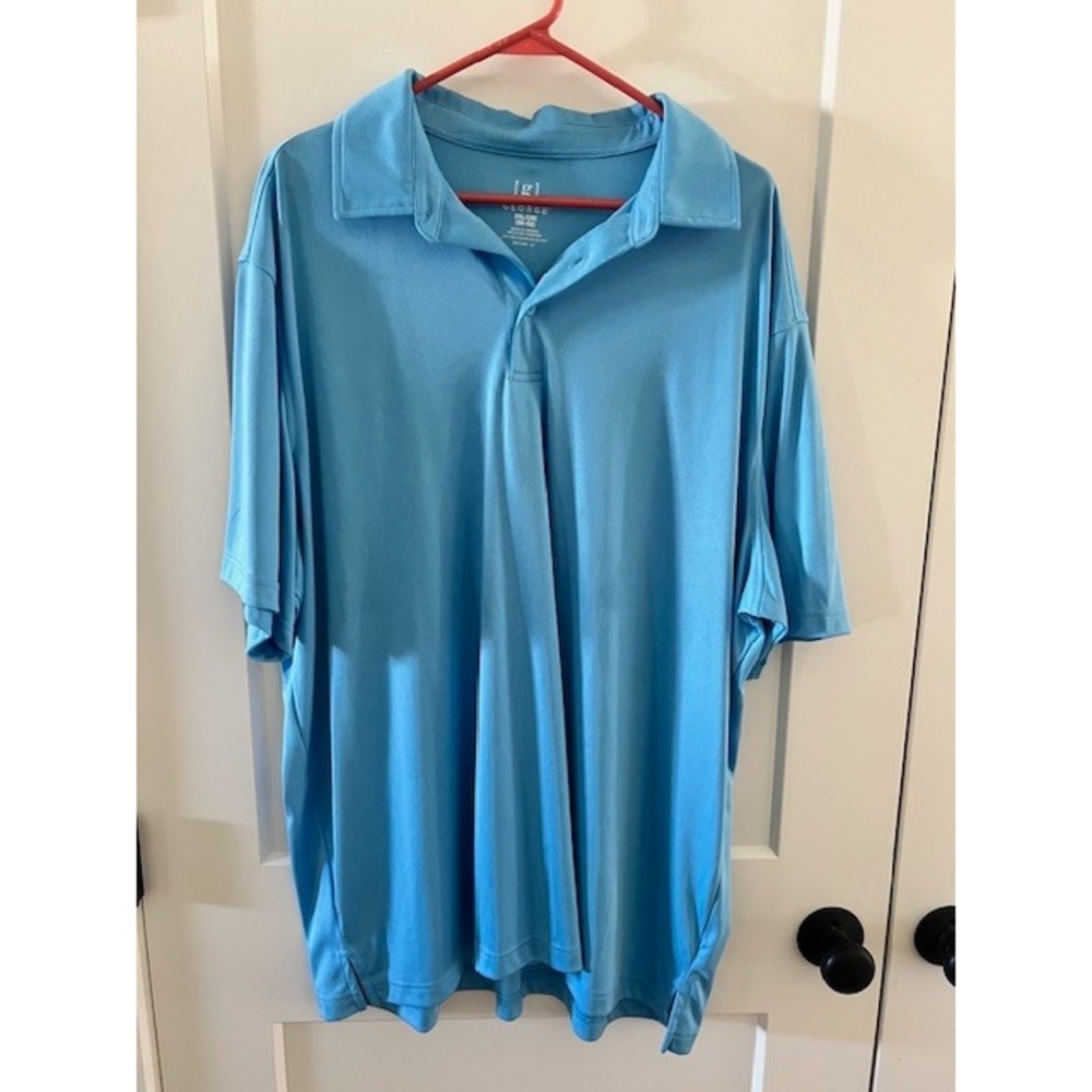 George Mens Performance Polo Shirt Light Blue Short Sleeve 2XL 50-52 Sport Golf